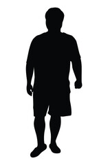 Fat man vector silhouette isolated on white background.