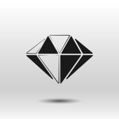 Diamond black icon. Hand drawn simple vector. Stylized glyph isolated on white background. Best for seamless patterns, polygraphy, logo creating, mobile apps and web design.