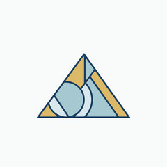 Geometric art deco logo. Decorative triangle, rhombus, circle element. Ornamental design icon isolated on light fund. Elegant shapes illustration graphic. Creative style icon. Ornate sign.