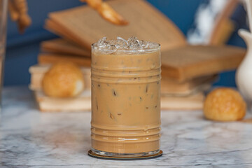 Glass of a Iced latte coffee