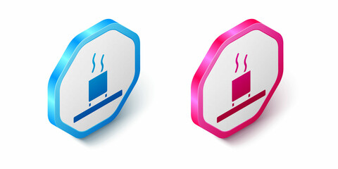 Isometric Cup of tea icon isolated on white background. Hexagon button. Vector