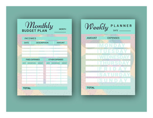 Personal budget planner. Ready to print, SMYK mode