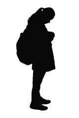 Young woman silhouette vector on white background