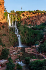 The Atlas Mountains in Morocco. The spectacular waterfalls of Ouzoud - 481654539