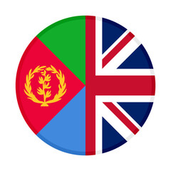 round icon with eritrea and uk flags. vector illustration isolated on white background