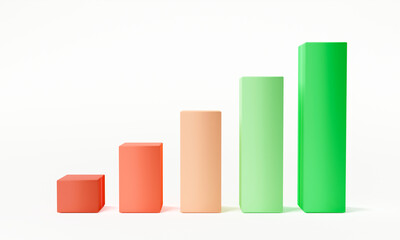 3D Growth bar graph, Market investment trading, exchange, rendering, trade, simple, isometric, financial, index, forex.	
