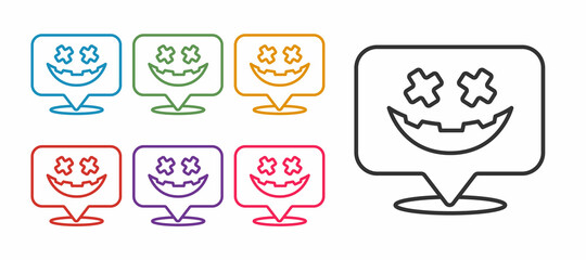 Set line Happy Halloween holiday icon isolated on white background. Set icons colorful. Vector