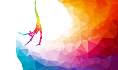 Creative silhouette of gymnastic girl. Art gymnastics vector - obrazy, fototapety, plakaty