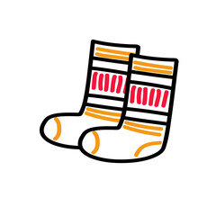 Striped socks doodle hand drawn sketch vector icon.