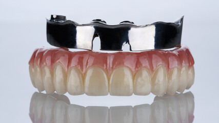 Excellent composition Dental Proven and Titanium beam on a white background