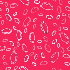 White line Medieval bow icon isolated seamless pattern on red background. Medieval weapon. Vector