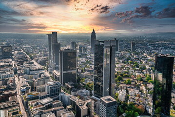Aerial View of Skyline Frankfurt, Germany
