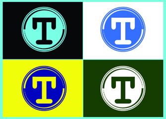 T letter logo and icon design