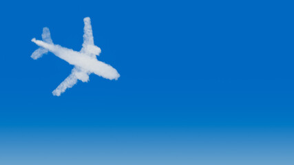 clouds in the shape of an airplane; concept about air travel 3D rendering