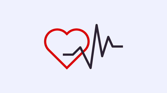 Heartbeat display on monitor and heart rhythm flat vector illustration.