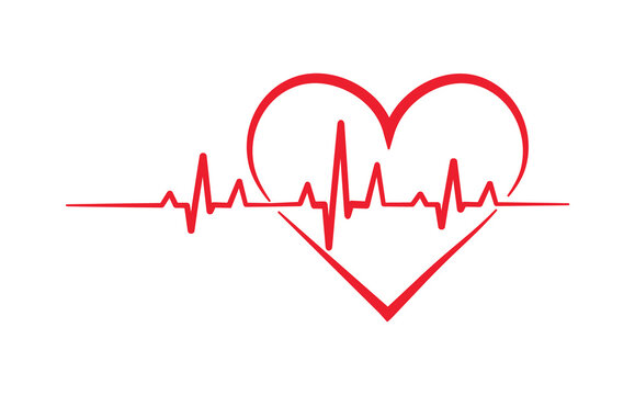 Heartbeat pulse. Heart rate pulse. Health medical symbol. Cardiogram. Heart rhythm ekg. Medical logo. Vector illustration.