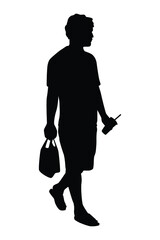 Young man silhouette vector isolated on white background