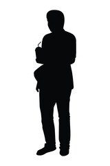 Young man silhouette vector isolated on white background