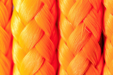 Macro of an orange color synthetic rope