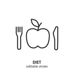 Diet line icon. Vector illustration of healthy eating. Editable stroke.