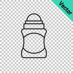 Black line Antiperspirant deodorant roll icon isolated on transparent background. Cosmetic for body hygiene. Vector