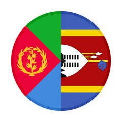 round icon with eritrea and swaziland flags. vector illustration isolated on white background