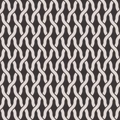 Weaving Lines Seamless Background in Black and White Color. Vector Tileable pattern.