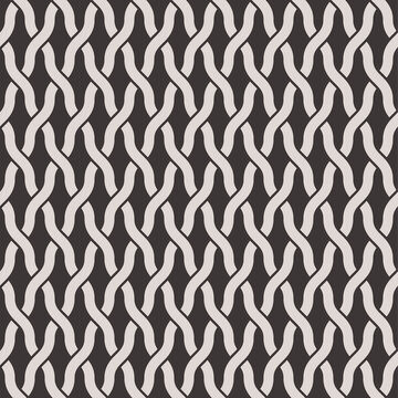 Weaving Lines Seamless Background in Black and White Color. Vector Tileable pattern.