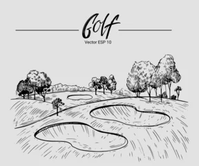 Foto auf Acrylglas Golf course. Sketch vector illustration. Golf club, golf tournament © aksol