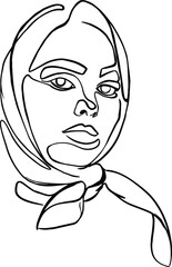 Woman portrait in Line Art style