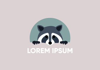 A raccoon logo with a text place holder, a label template - obrazy, fototapety, plakaty