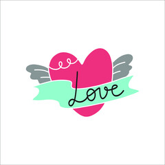 Heart symbol in flat style. Valentines day illustration.
