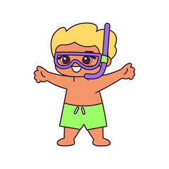 Isolated boy snorke children beach vector illustration