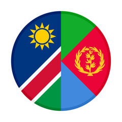 Fototapeta premium round icon with namibia and eritrea flags. vector illustration isolated on white background