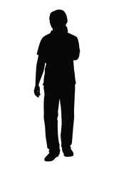 Young man silhouette vector isolated on white background