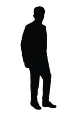 Young man silhouette vector isolated on white background