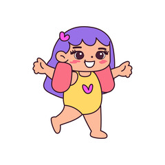 Isolated girl seal children beach vector illustration