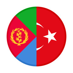 round icon with eritrea and turkey flags. vector illustration isolated on white background