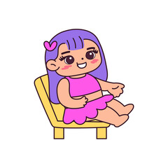 Isolated girl seat children beach vector illustration