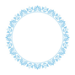 Decorative frame Elegant vector element for design in Eastern style, place for text. Floral blue and white border. Lace illustration for invitations and greeting cards
