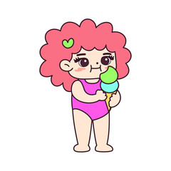 Isolated girl ice cream children beach vector illustration