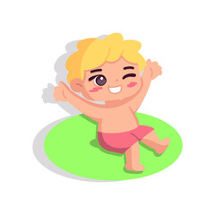 Isolated boy seal children beach vector illustration