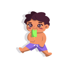 Isolated boy ice cream children beach vector illustration