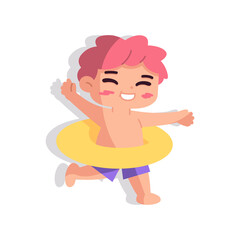 Isolated boy seal children beach vector illustration
