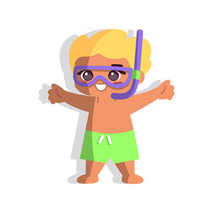 Isolated boy snorke children beach vector illustration