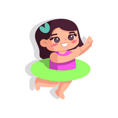 Isolated girl seal children beach vector illustration