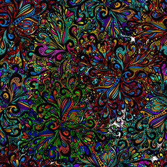 Seamless background from multicolored flowers . Abstract patterns. Vector illustration