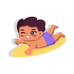 Isolated boy surfing children beach vector illustration