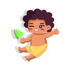Isolated girl play children beach vector illustration