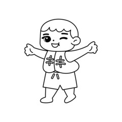 Isolated boy seal draw children beach vector illustration